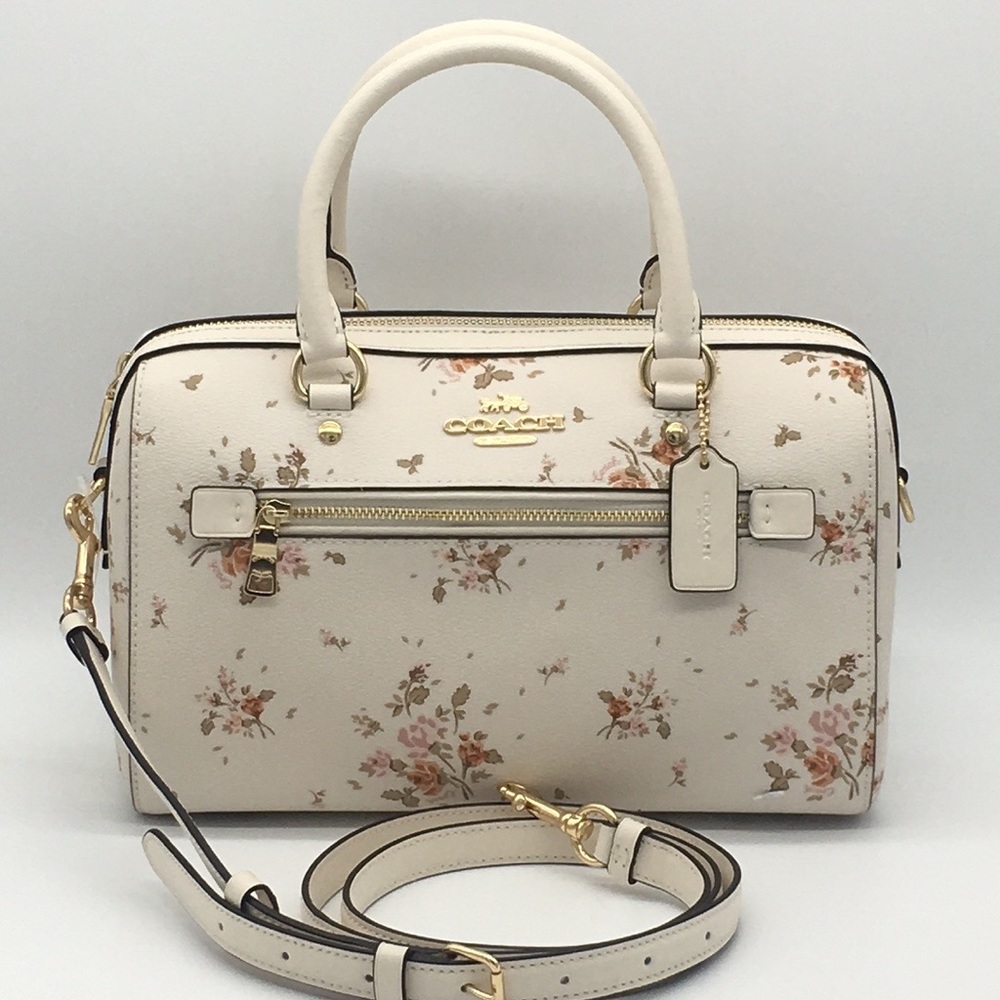 COACH ROWAN SATCHEL WITH ROSE BOUQUET PRINT - Picture 2 of 16
